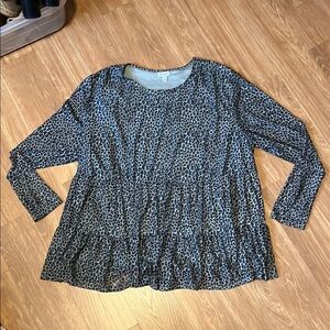 Love Fire Blue Boxy Long Sleeve Blouse size 2X lined